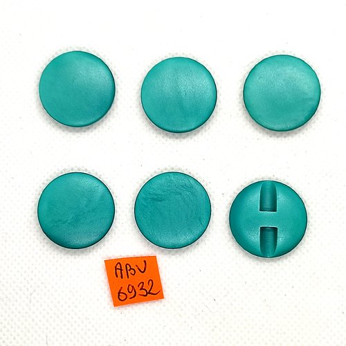 6 boutons en résine bleu/vert - 22mm - abv6932
