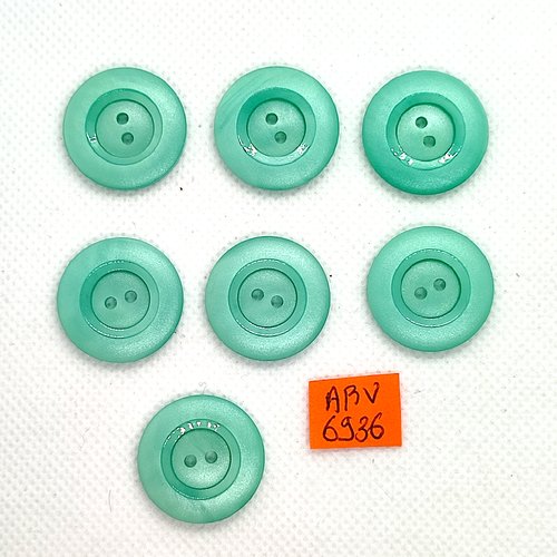 7 boutons en résine bleu/vert - 22mm - abv6936