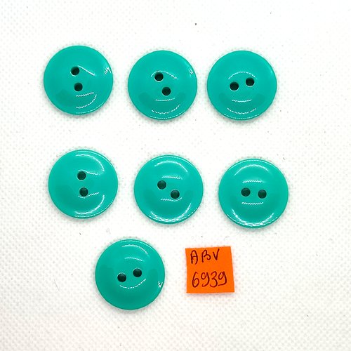 7 boutons en résine bleu/vert - 22mm - abv6939