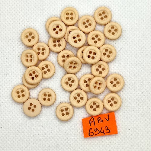 33 boutons en résine beige - 10mm - abv6943