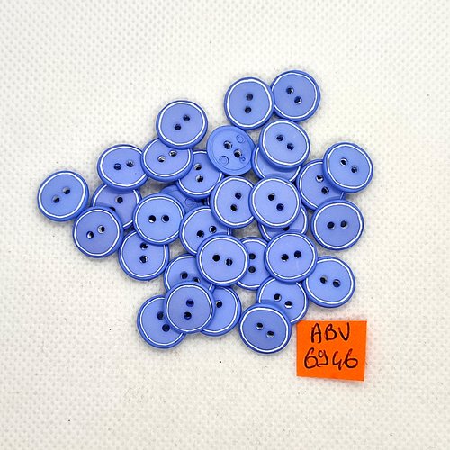 33 boutons en résine bleu et blanc - 12mm - abv6945