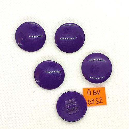 5 boutons en résine violet - 22mm - abv6952