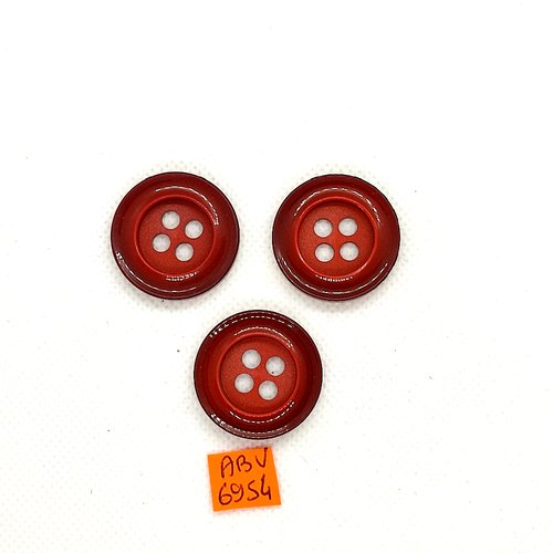 3 boutons en résine marron - 27mm - abv6954