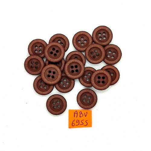 19 boutons en résine marron - 15mm - abv6955