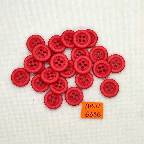 24 boutons en résine rouge - 15mm - abv6956