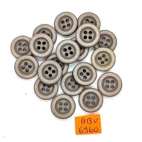 19 boutons en résine gris - 15mm - abv6960