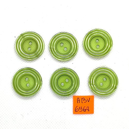6 boutons en résine vert - 23mm - abv6968