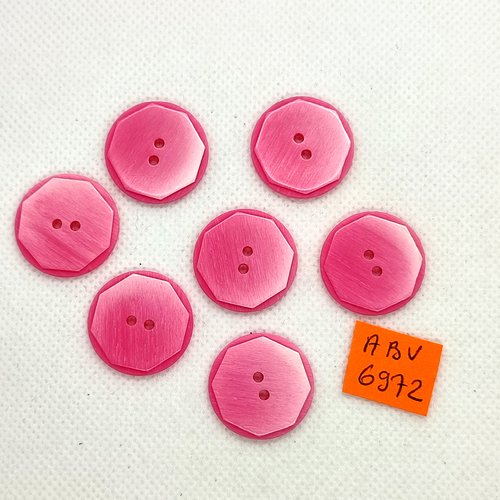 7 boutons en résine rose - 22mm - abv6972