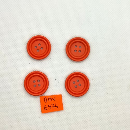 4 boutons en résine orange - 22mm - abv6974