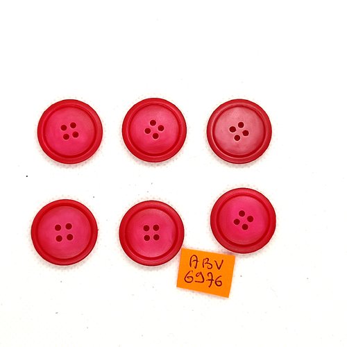 6 boutons en résine rouge clair - 21mm - abv6976
