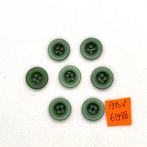 7 boutons en résine vert - 14mm - abv6988