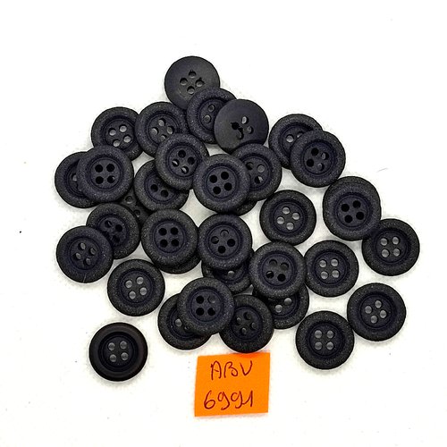 35 boutons en résine noir - 15mm - abv6991