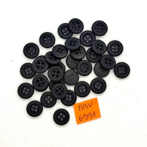 35 boutons en résine noir - 13mm - abv6991