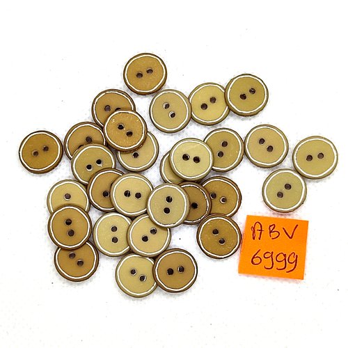29 boutons en résine marron et blanc - 12mm - abv6999