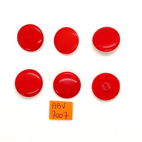 6 boutons en résine rouge - 22mm - abv7007