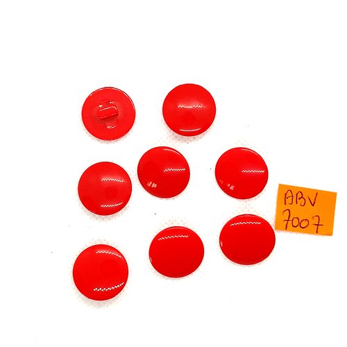 7 boutons en résine rouge - 17mm - abv7007