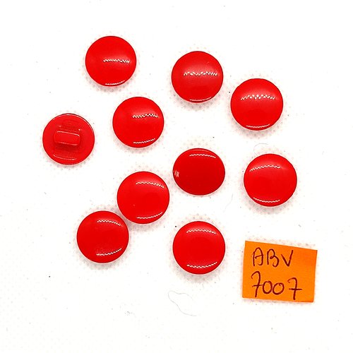 9 boutons en résine rouge - 14mm - abv7007