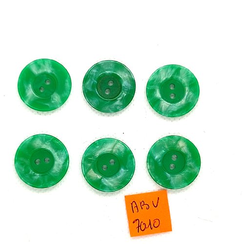 6 boutons en résine vert - 22mm - abv7010