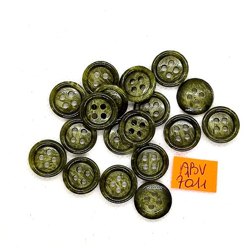 18 boutons en résine vert - 15mm - abv7011