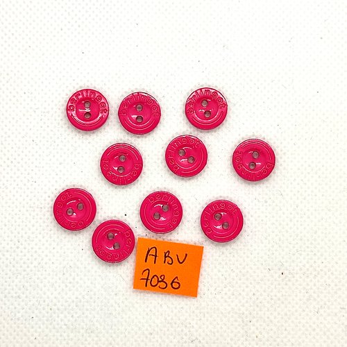 10 boutons en résine fuchsia - 13mm - abv7036