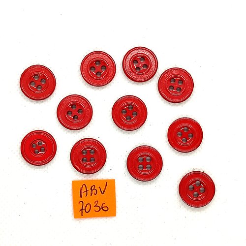 11 boutons en résine rouge - 14mm - abv7036