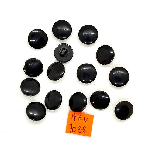 14 boutons en résine noir - 14mm - abv7038