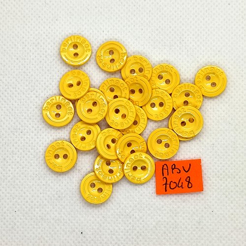 25 boutons en résine jaune - 12mm - abv7048