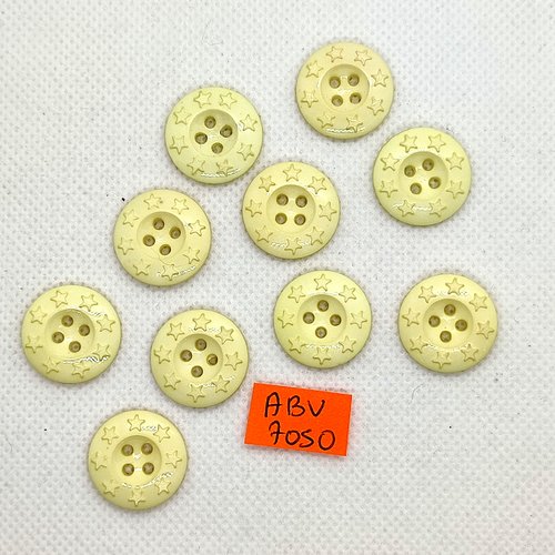 10 boutons en résine jaune clair - 18mm - abv7050