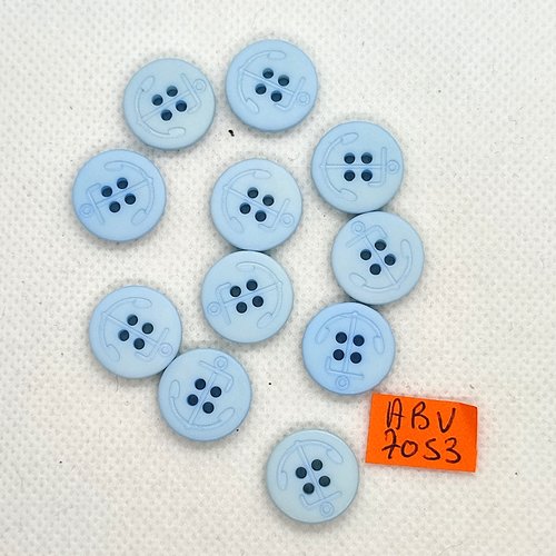 11 boutons en résine bleu clair - 15mm - abv7053