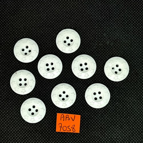 9 boutons en résine blanc - 18mm - abv7058