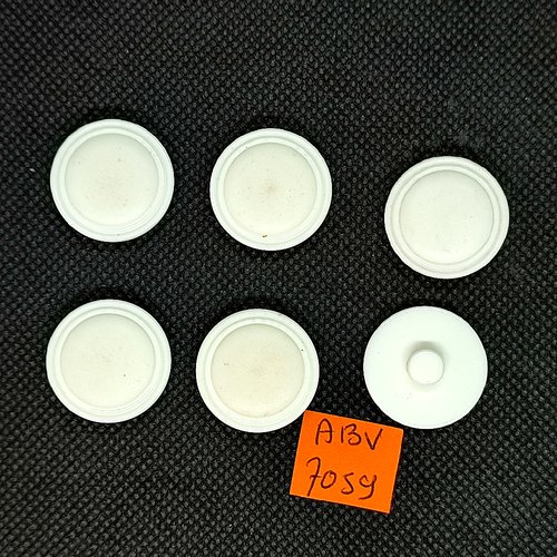 6 boutons en résine blanc - 22mm - abv7059