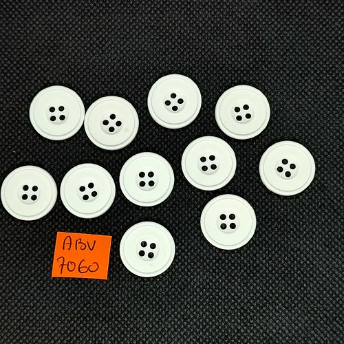 11 boutons en résine blanc - 18mm - abv7060