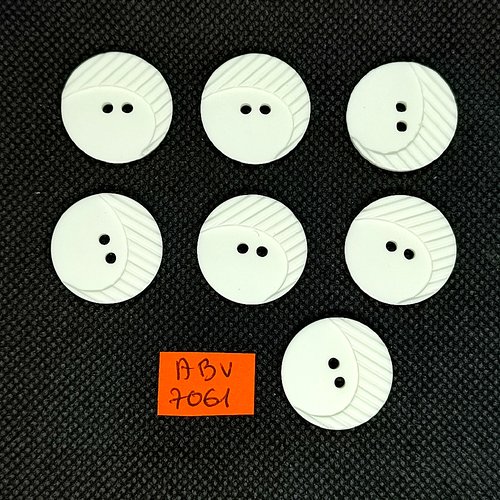 7 boutons en résine blanc - 22mm - abv7061