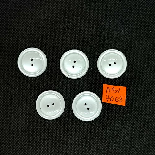 5 boutons en résine blanc - 22mm - abv7068