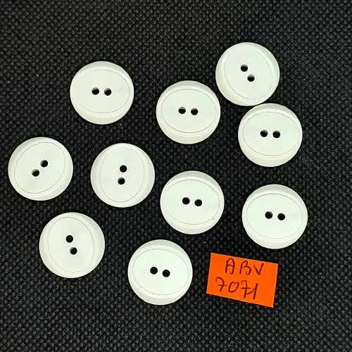 10 boutons en résine blanc - 18mm - abv7071