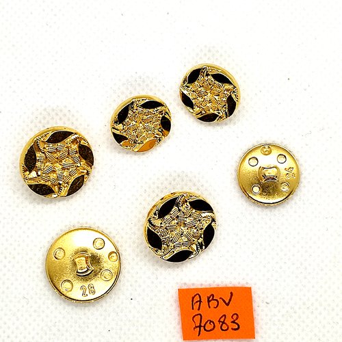 6 boutons en résine doré - 18mm et 15mm - abv7083