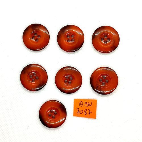 7 boutons en résine marron - 22mm - abv7087
