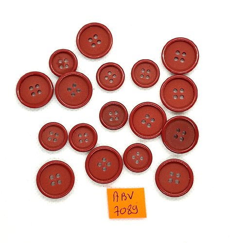 17 boutons en résine marron - 18mm et 14mm - abv7089