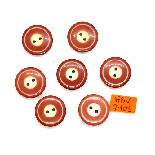 7 boutons en résine vieux rose et beige - 21mm - abv7103