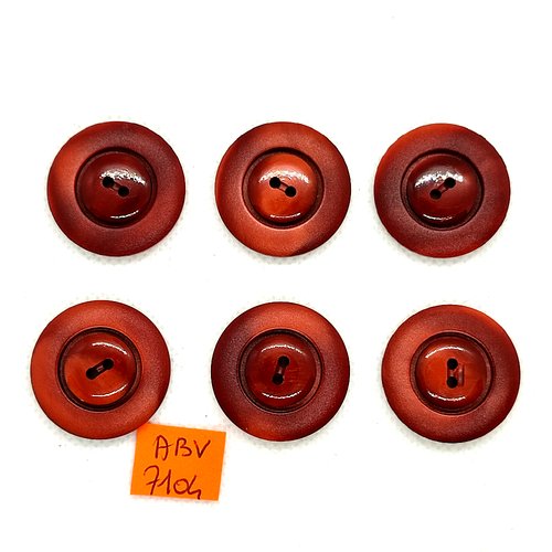 6 boutons en résine marron - 27mm - abv7104