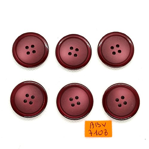 6 boutons en résine bordeaux - 27mm - abv7108