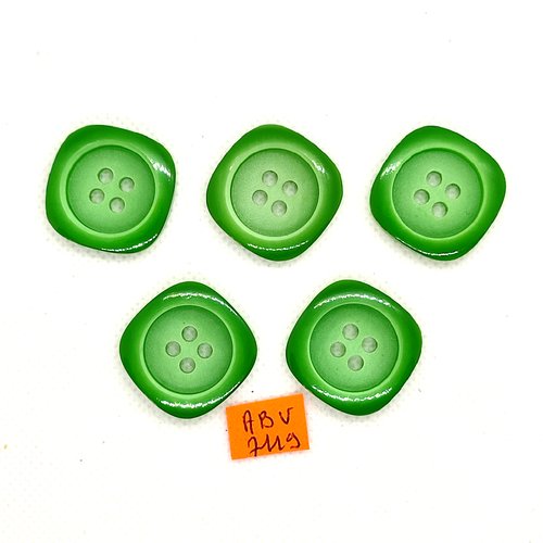 5 boutons en résine vert - 24x24mm - abv7119
