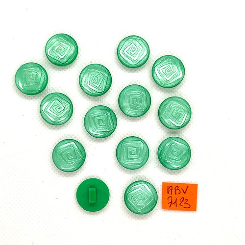 14 boutons en résine vert - 15mm - abv7123