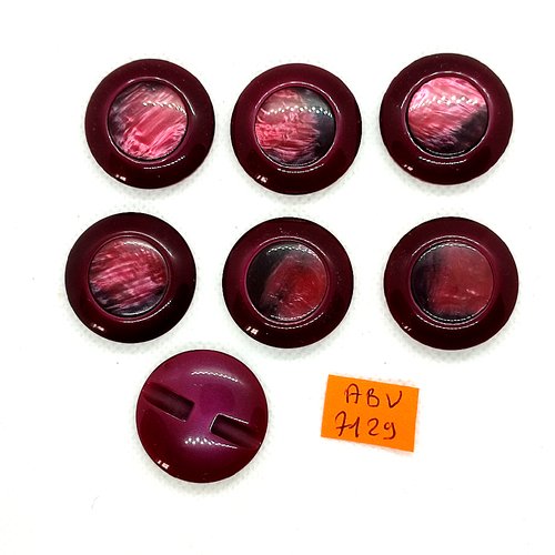 7 boutons en résine violet - 27mm - abv7129