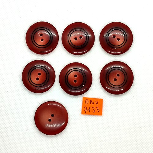 7 boutons en résine marron et noir - 28mm - abv7132