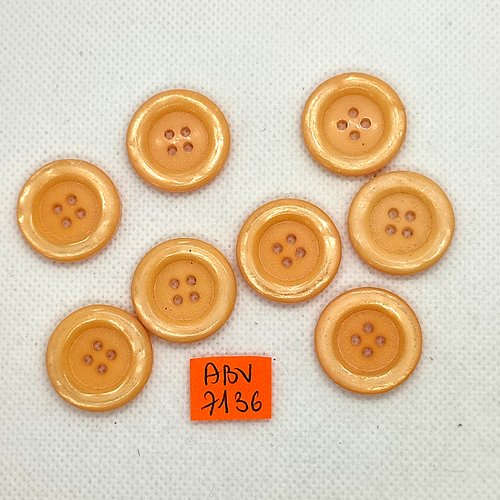 8 boutons en résine orange clair - 23mm - abv7136