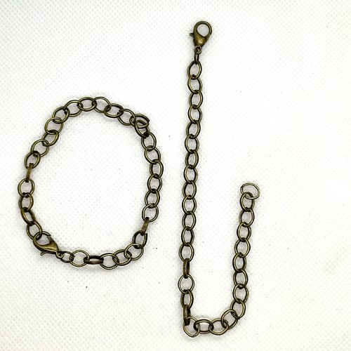 2 bracelets en métal bronze - anneaux de 6mm - longueur 20cm