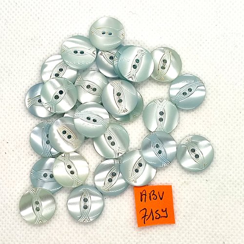 27 boutons en résine bleu/vert - 14mm - abv7159
