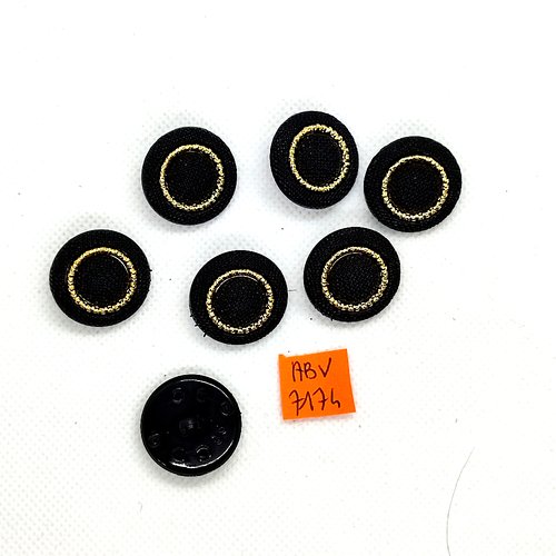 7 boutons en résine doré et noir - 23mm - abv7174