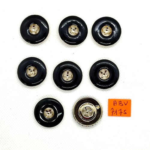 8 boutons en résine doré et noir - 23mm - abv7175